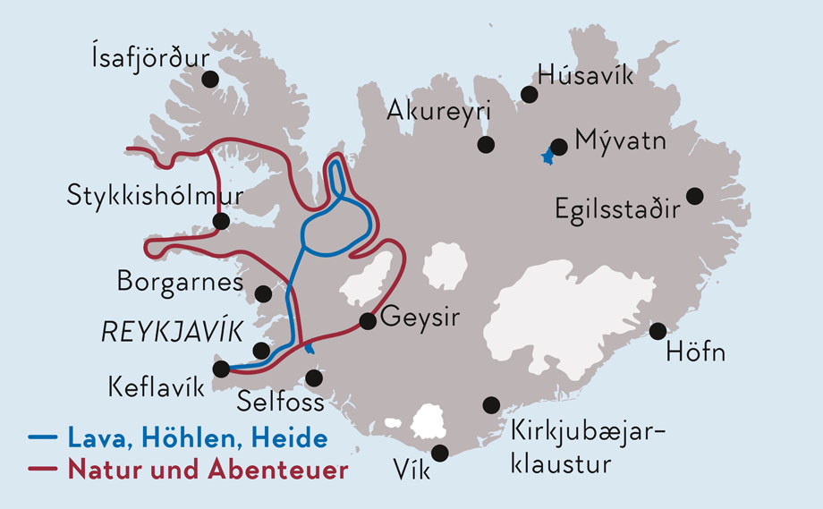 Karte Aktivreise Lava, Höhlen, Heide Karte Aktivreise Lava, Höhlen, Heide